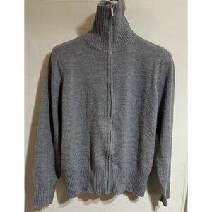 cardigan mock neck Activewear long sleeve Classic Office Lightweight Gray Zip Z2